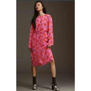 NWT Marimekko Majolika Pink Midi Dress - Size 8